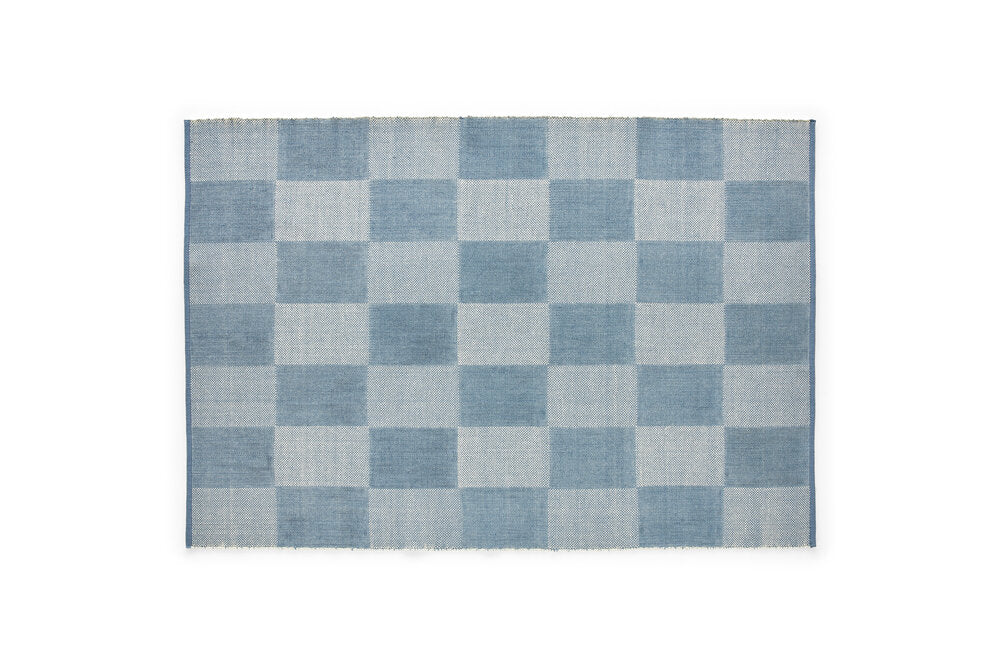 Check gulvtæppe, Light Blue S Check - 140x200 cm.